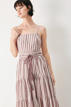 Rosy Breeze Woven Ankle Dress