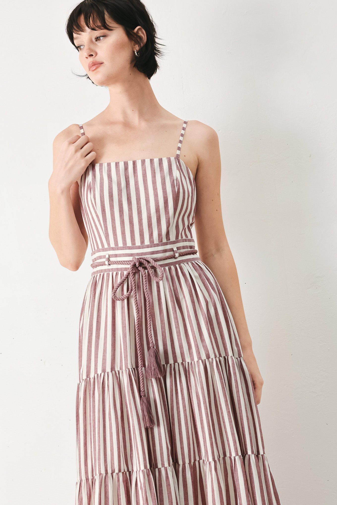 Rosy Breeze Woven Ankle Dress