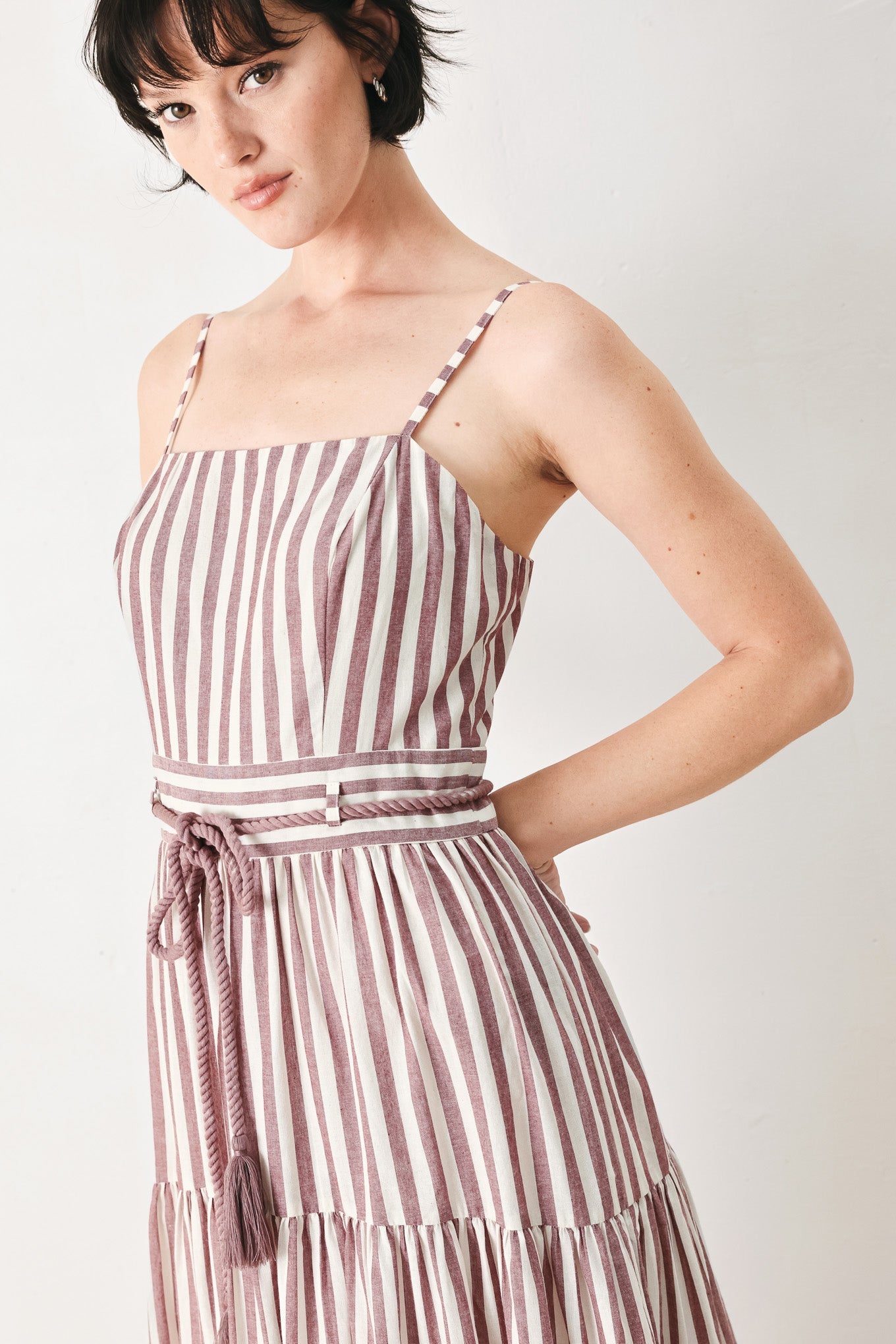 Rosy Breeze Woven Ankle Dress