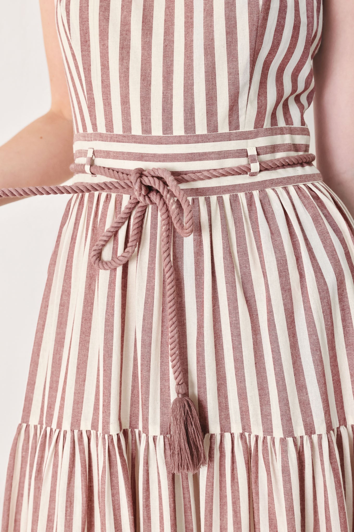 Rosy Breeze Woven Ankle Dress