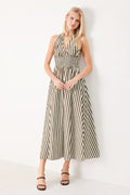 Vacation Line Stripe Woven Midi Dress