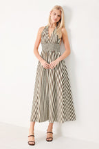 Vacation Line Stripe Woven Midi Dress