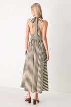 Vacation Line Stripe Woven Midi Dress