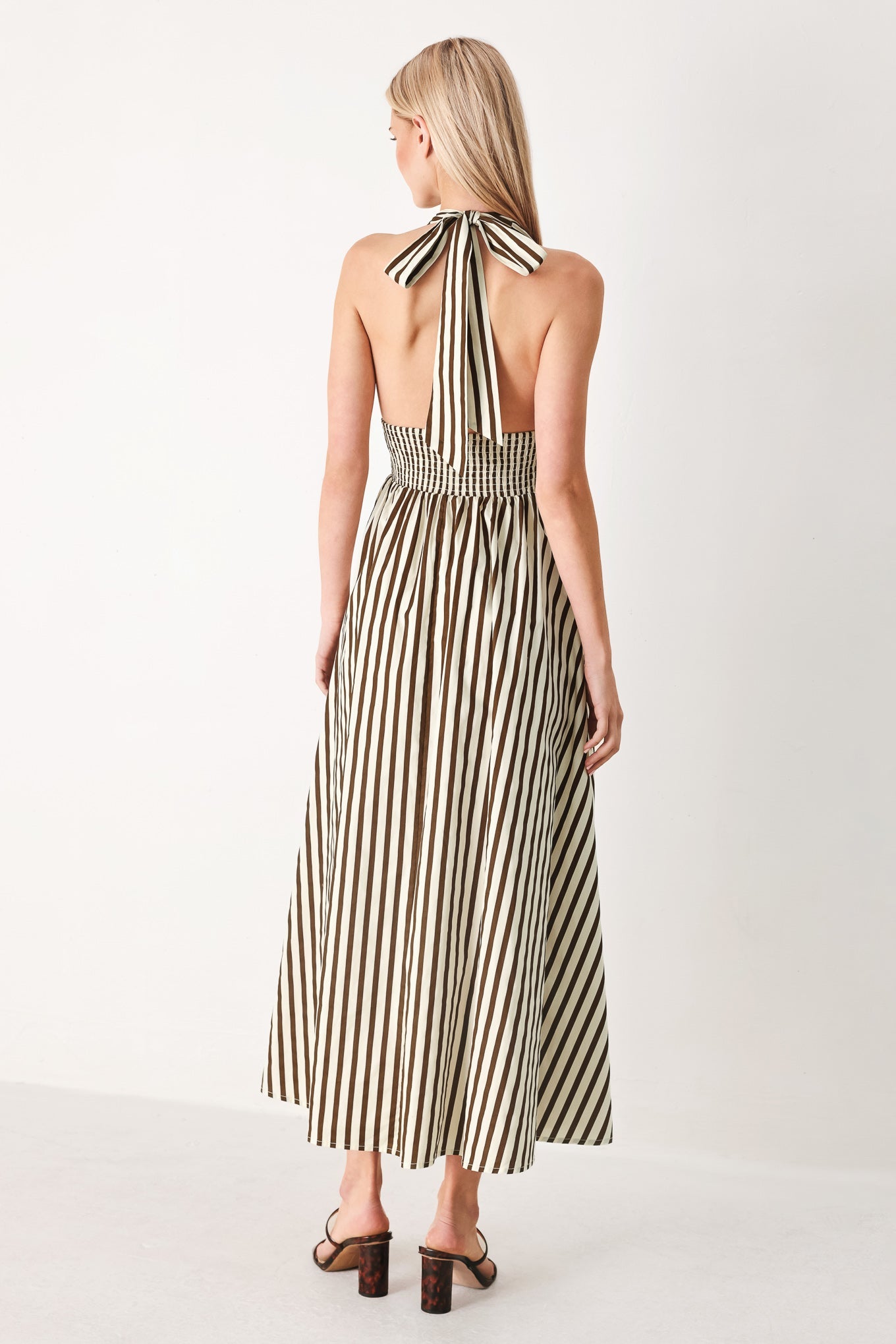 Vacation Line Stripe Woven Midi Dress