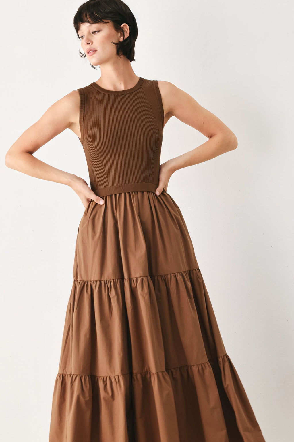 Espresso Dream Sweater Knit Midi Dress
