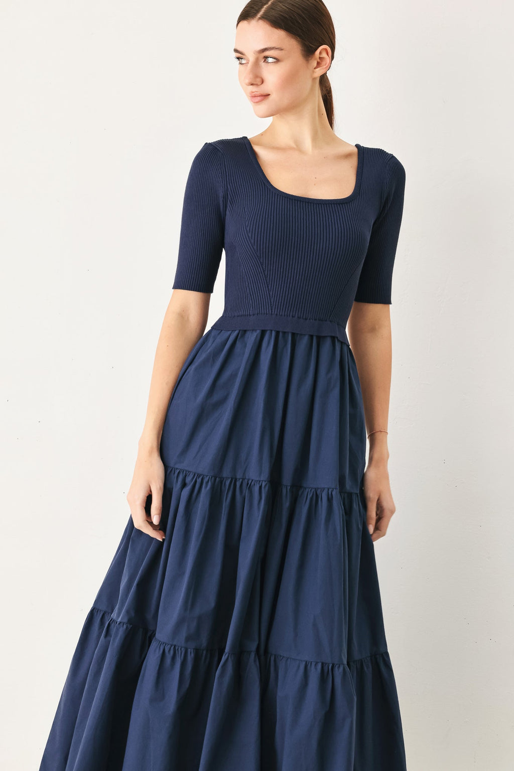 Elegant Era Sweater Knit Midi Dress