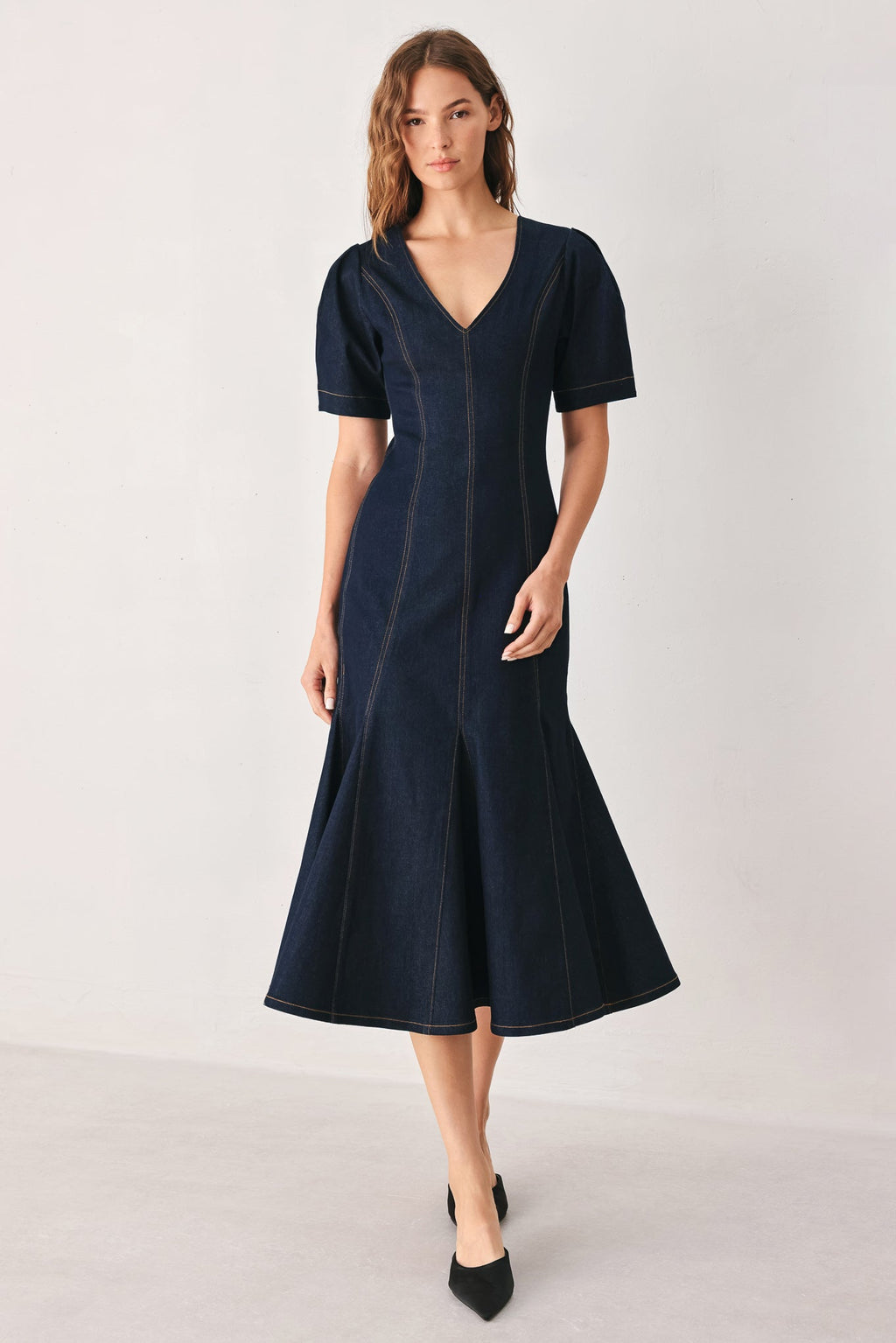 After Dark Denim Midi Dress