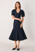 After Dark Denim Midi Dress
