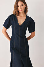 After Dark Denim Midi Dress