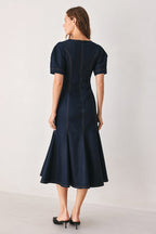 After Dark Denim Midi Dress
