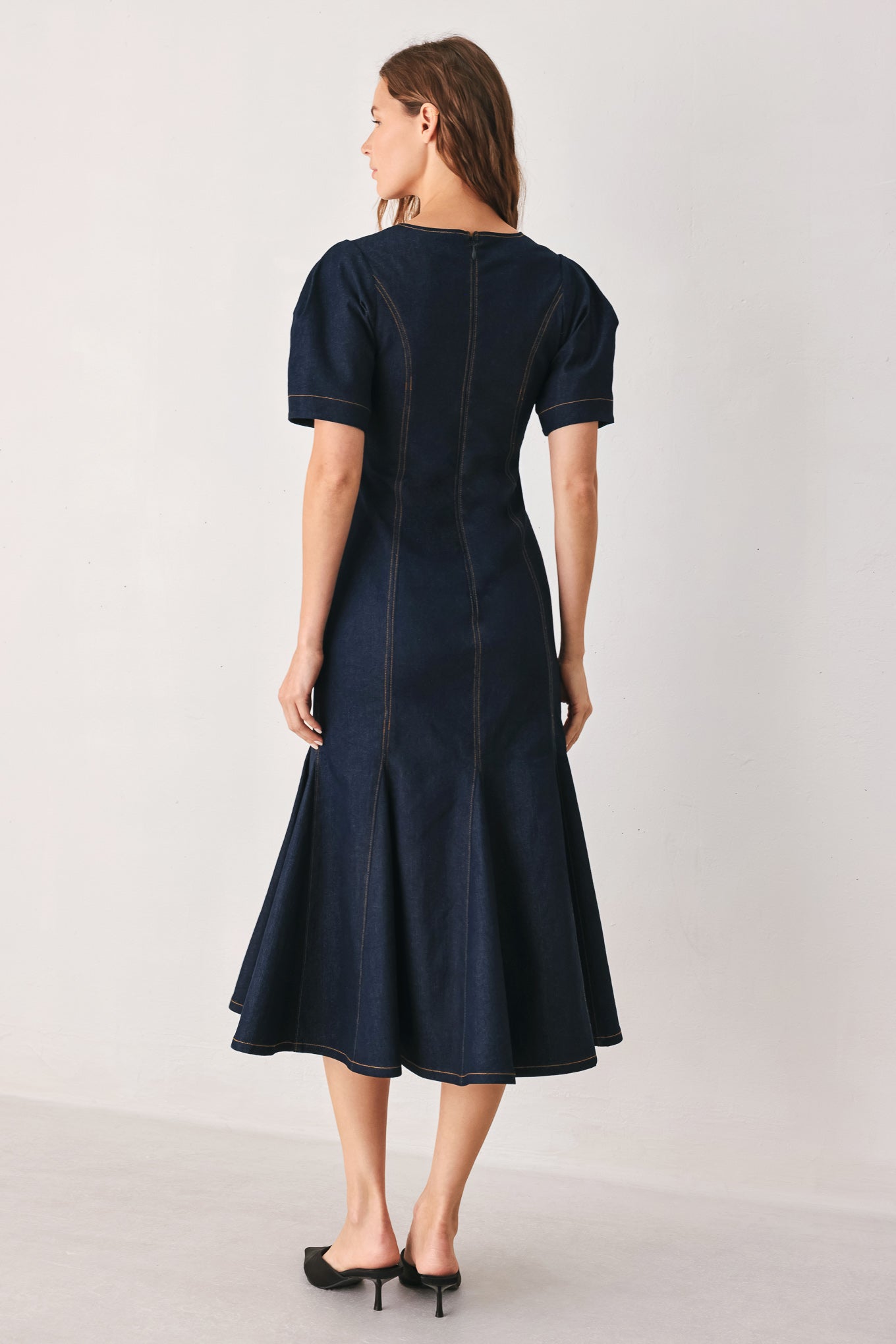 After Dark Denim Midi Dress