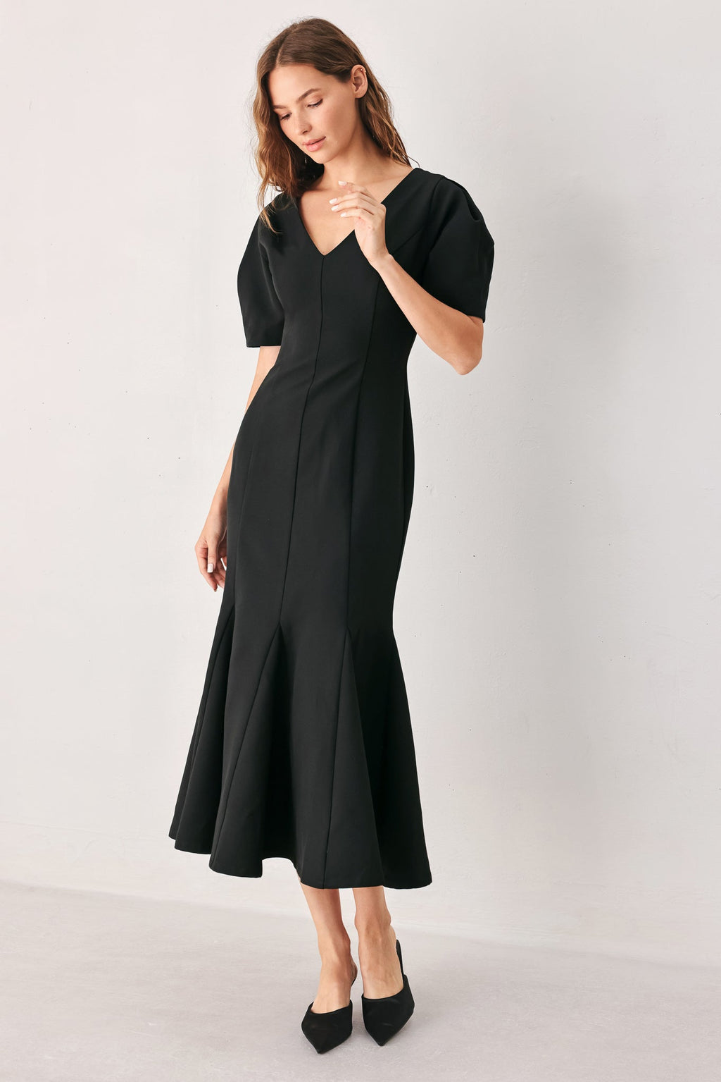Soirée Puff Midi Dress