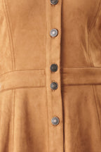 Darling Came Faux Suede Midi Shirt Dress