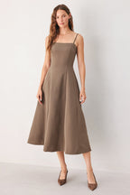 Coffee Bean Swing Midi Dress