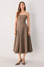 Coffee Bean Swing Midi Dress