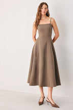 Coffee Bean Swing Midi Dress