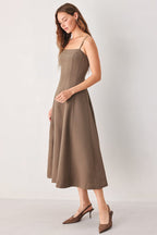 Coffee Bean Swing Midi Dress