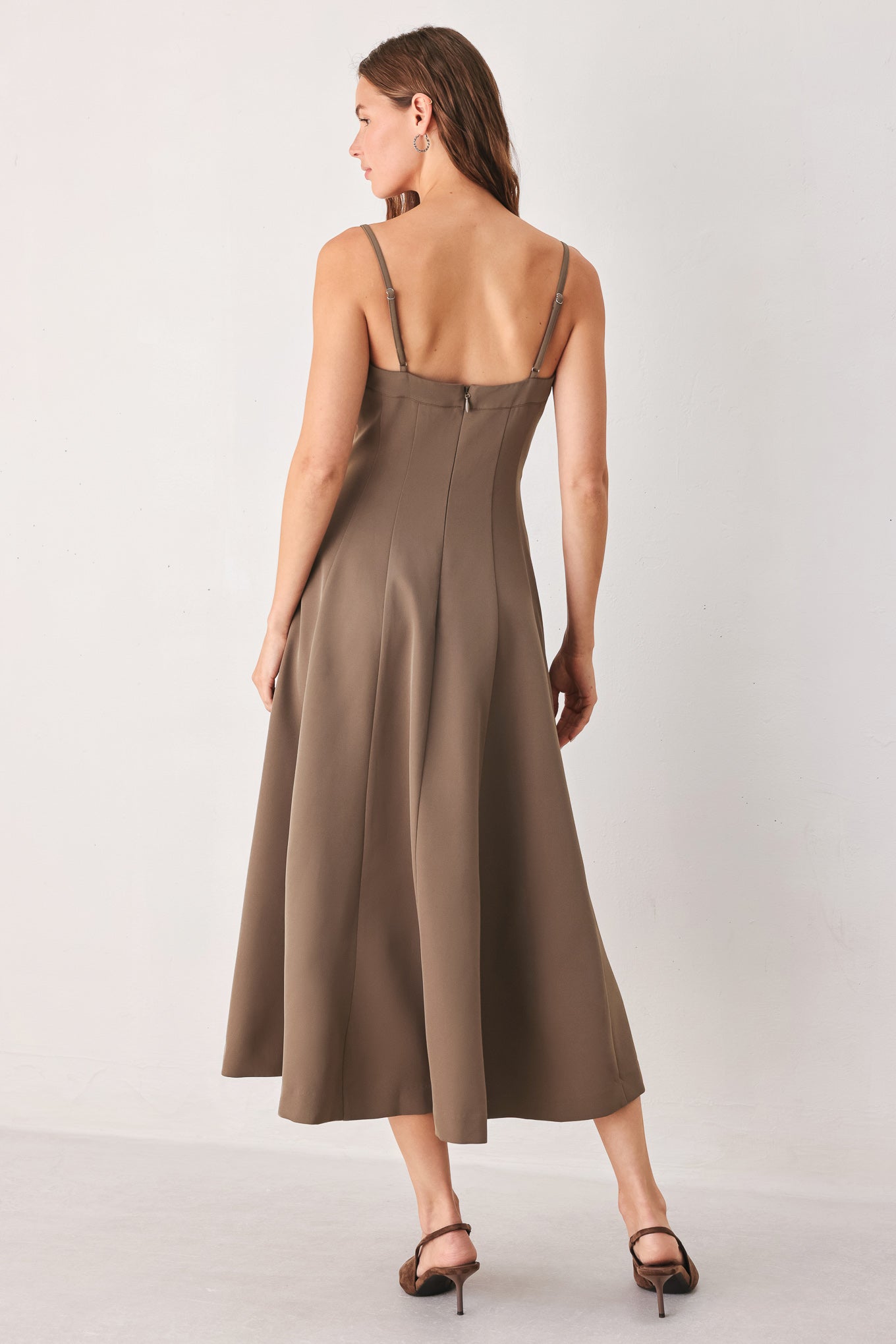 Coffee Bean Swing Midi Dress