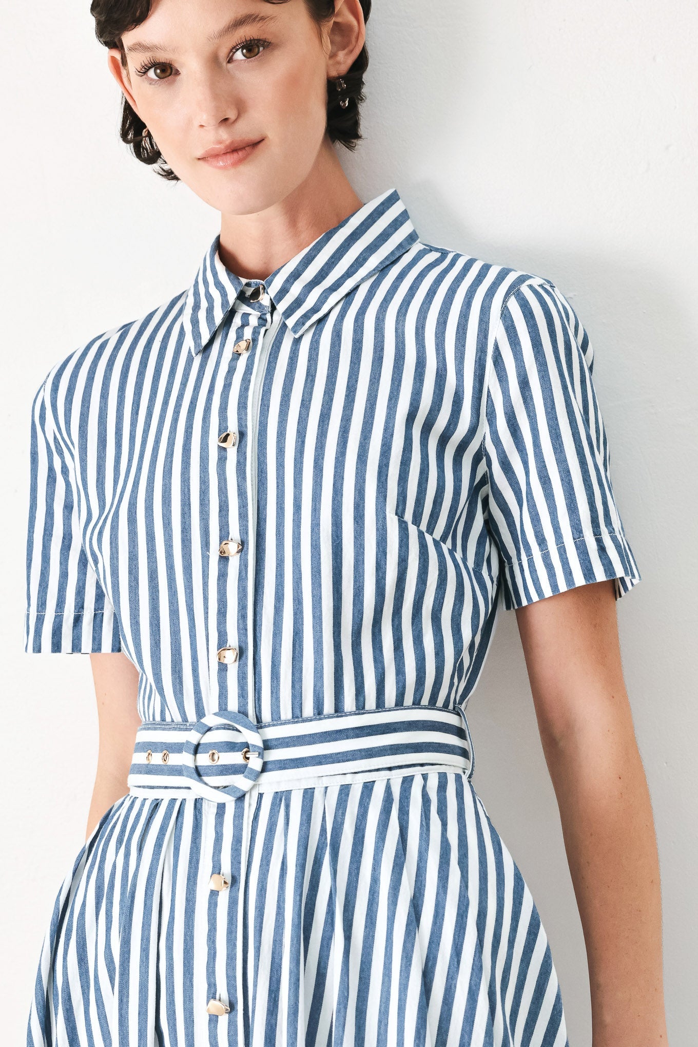 Coastal Muse Stripe Midi Shirt Dress