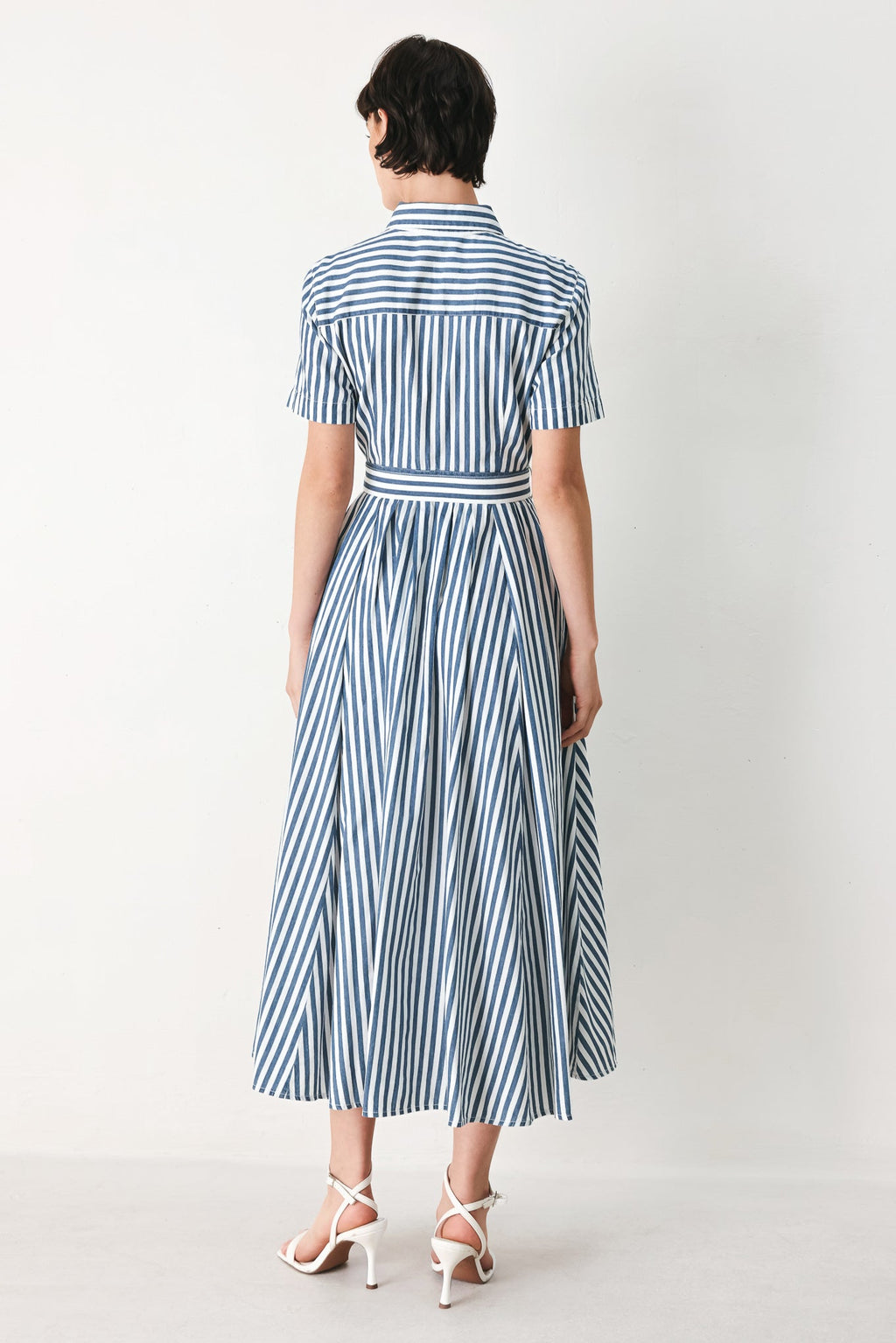 Coastal Muse Stripe Midi Shirt Dress