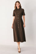 Bark Brown Vintage Midi Dress