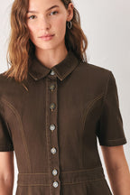 Bark Brown Vintage Midi Dress