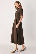 Bark Brown Vintage Midi Dress