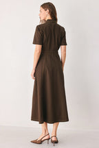 Bark Brown Vintage Midi Dress