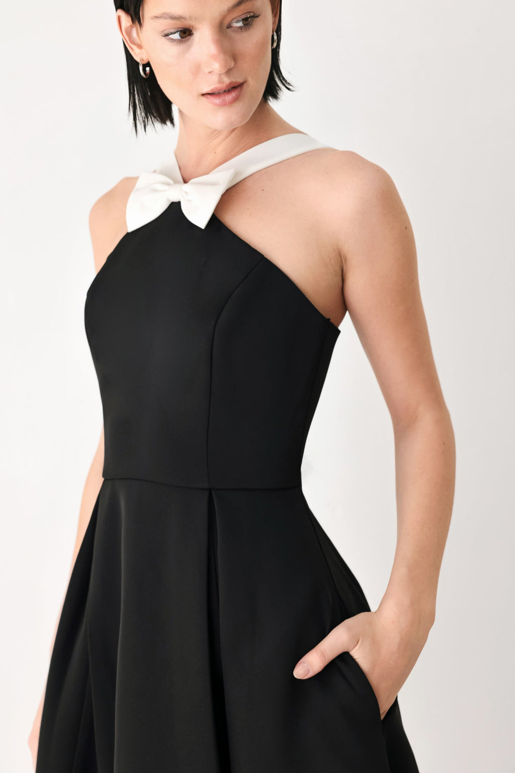 Black Tie Affair Halter Midi Dress