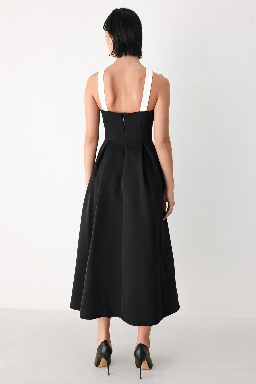Black Tie Affair Halter Midi Dress