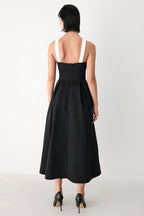 Black Tie Affair Halter Midi Dress