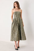 Golden Soiree Gold Statement Midi Dress