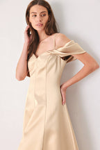 Champagne Romance Champagne Pink Off-Shoulder Midi Dress