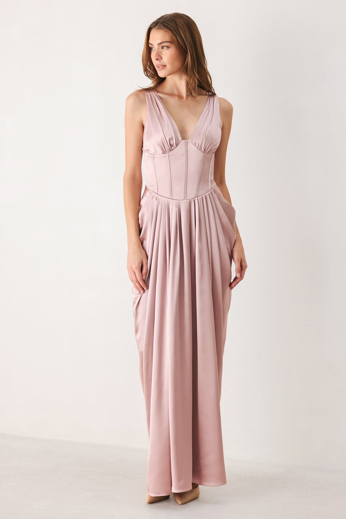Rose Sculpt Corset Tulip-Skirt Maxi Dress