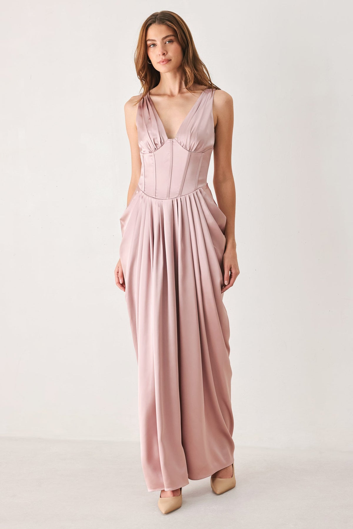 Rose Sculpt Corset Tulip-Skirt Maxi Dress