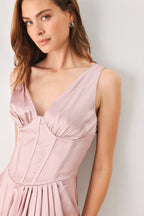 Rose Sculpt Corset Tulip-Skirt Maxi Dress