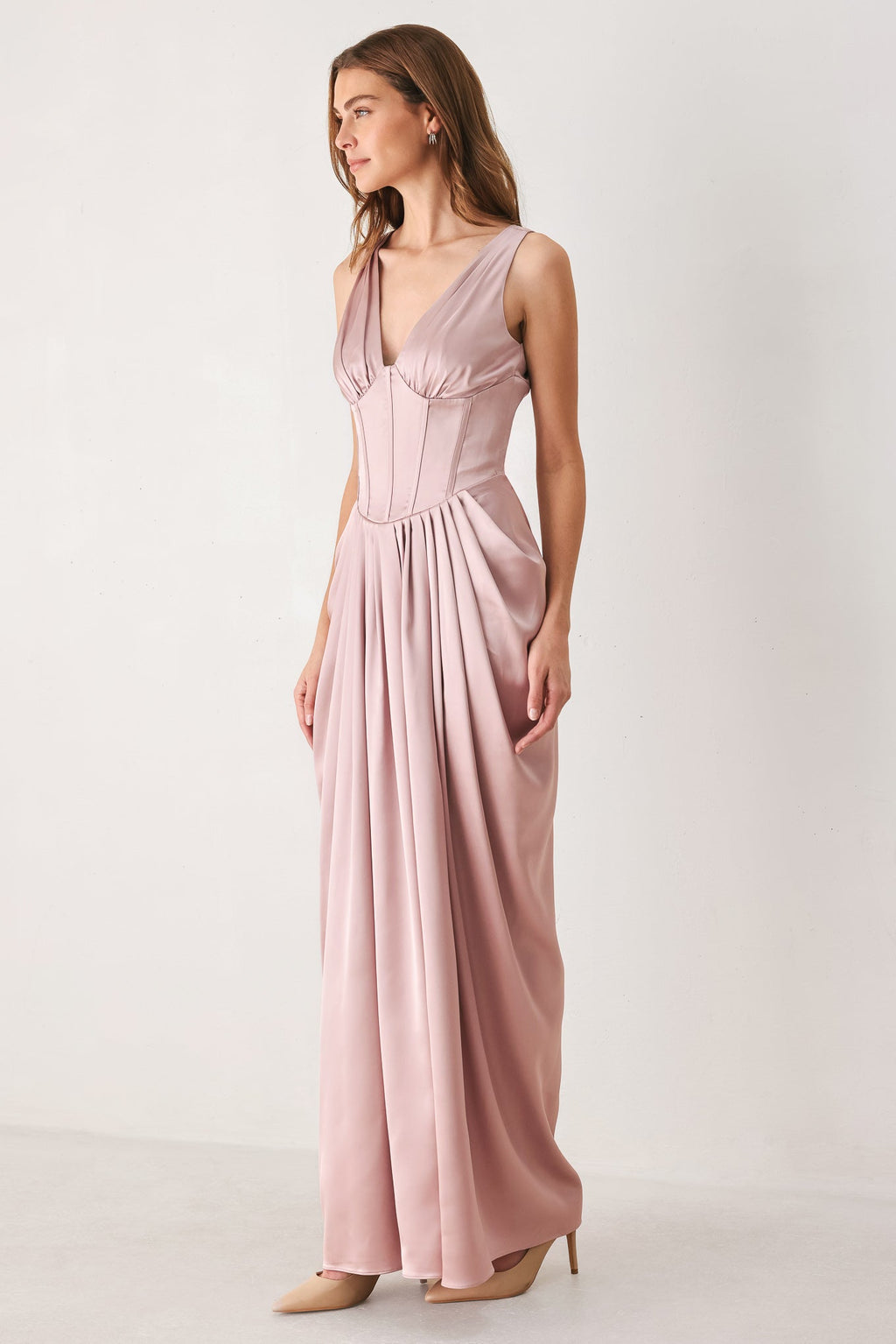 Rose Sculpt Corset Tulip-Skirt Maxi Dress