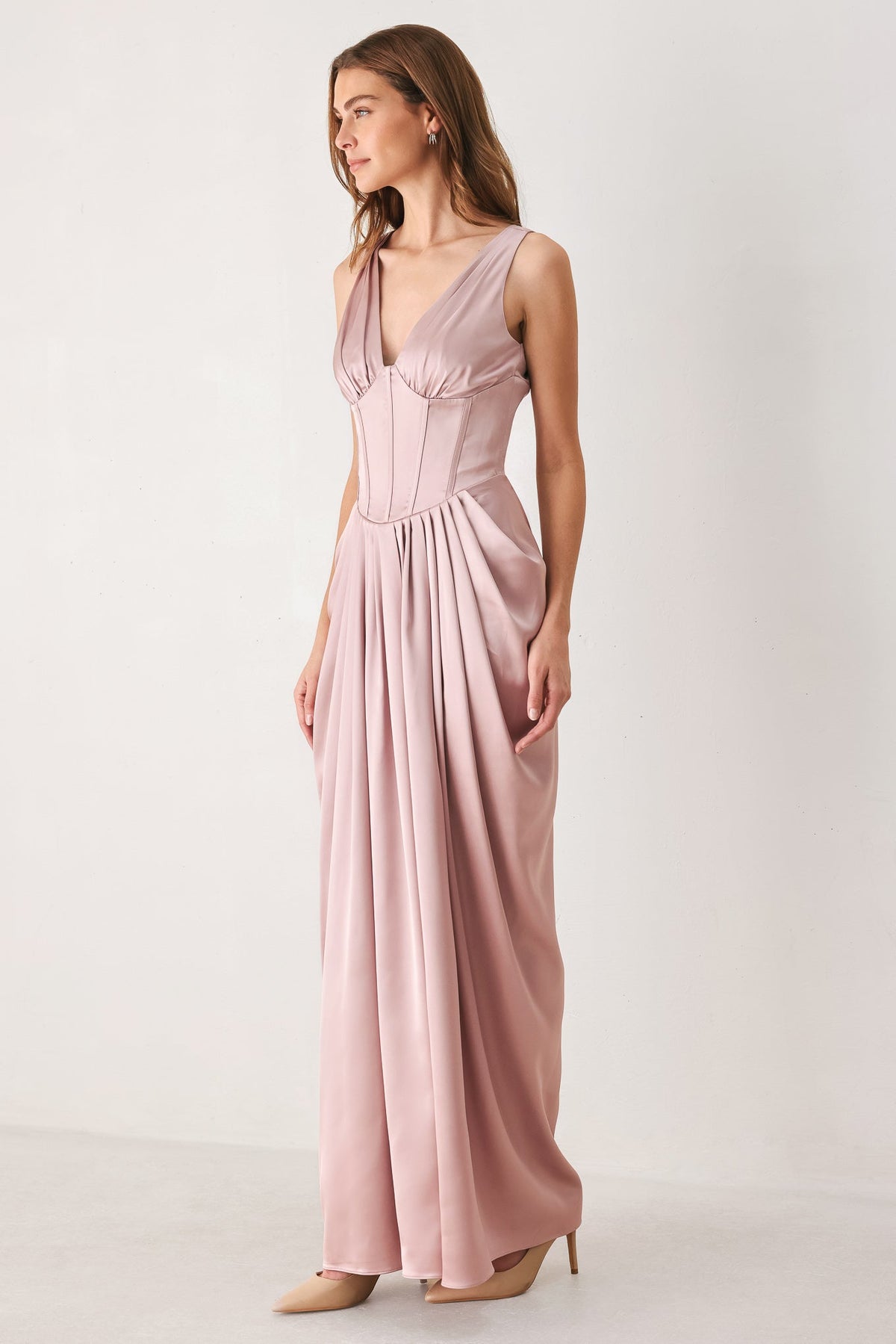 Rose Sculpt Corset Tulip-Skirt Maxi Dress