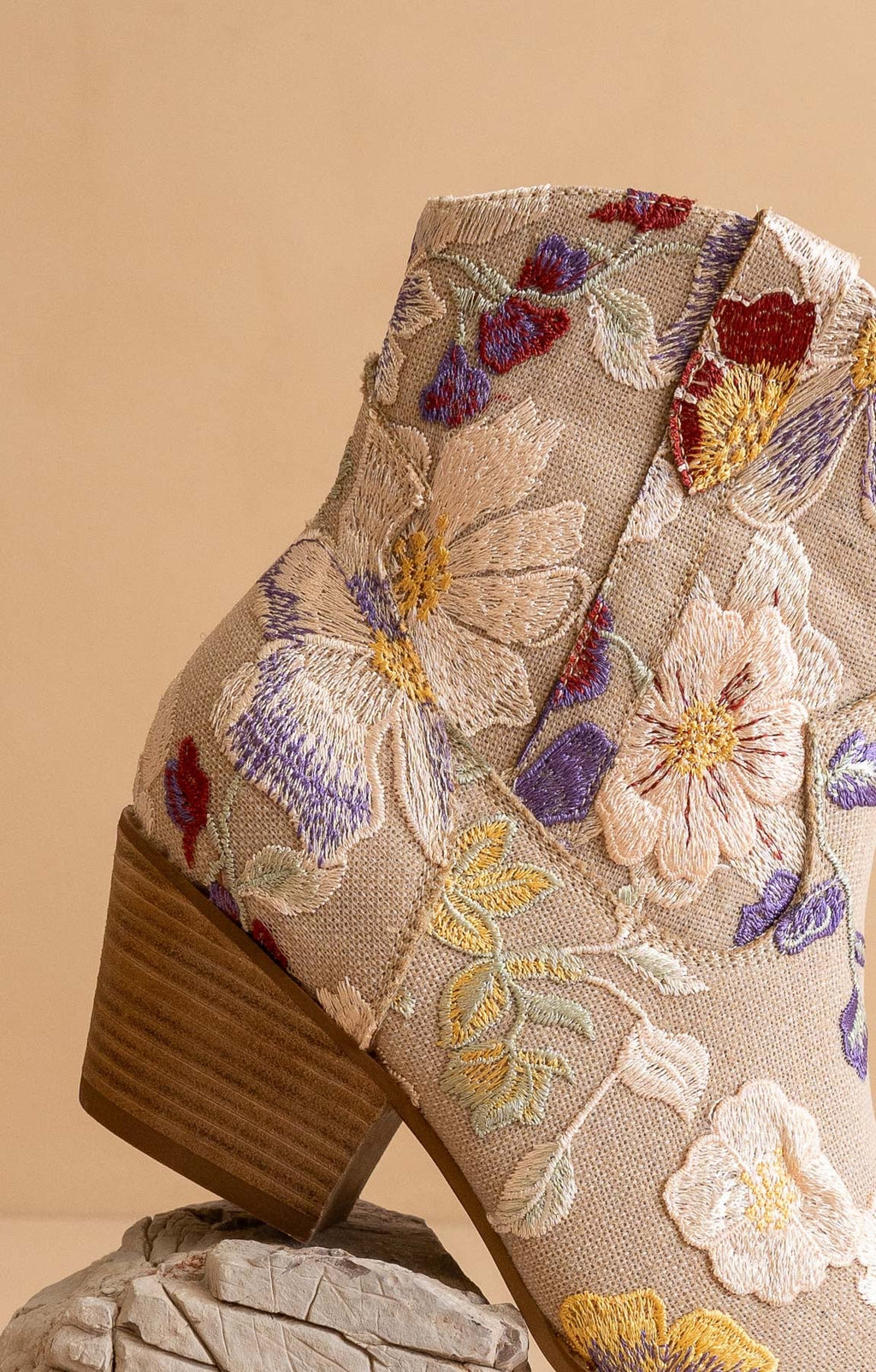 The Wanda | Taupe Floral Appliqué Western Boot