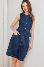COFFEE PETAL DENIM VEST