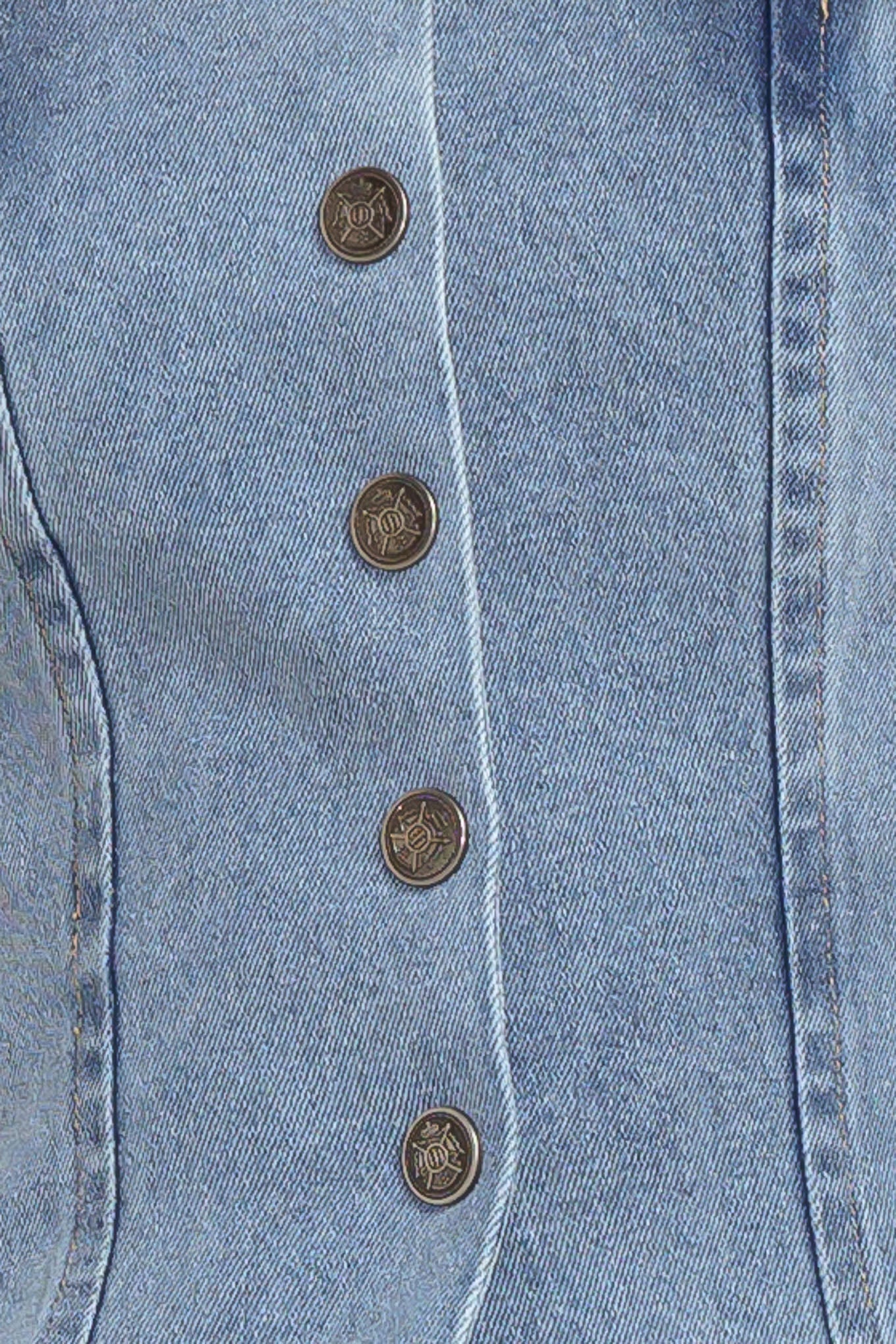 STITCHED SILHOUETTE DENIM TOP