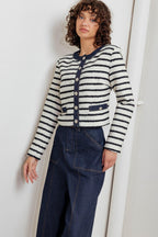 Bonjour Stripe Crop Jacket