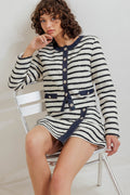 BONJOUR STRIPE WOVEN CROP JACKET