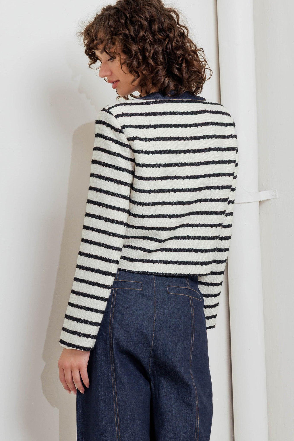 Bonjour Stripe Crop Jacket