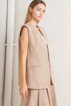 ELEGANT PLEAT WOVEN MIDI VEST