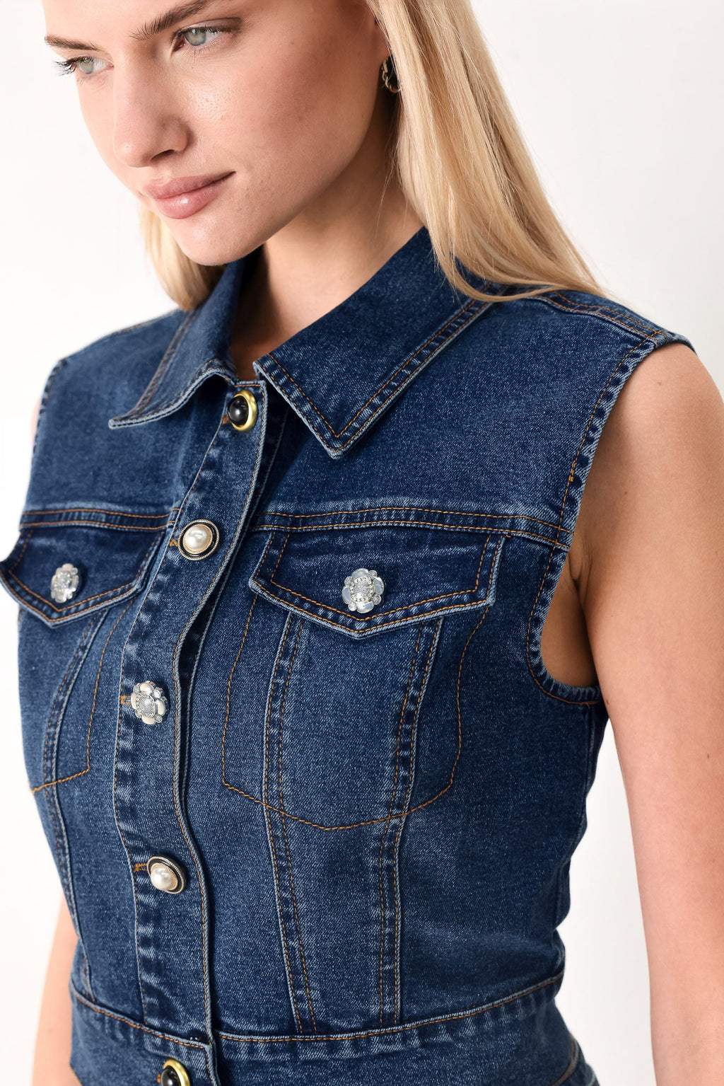 Sweet Talker Denim Crop Vest