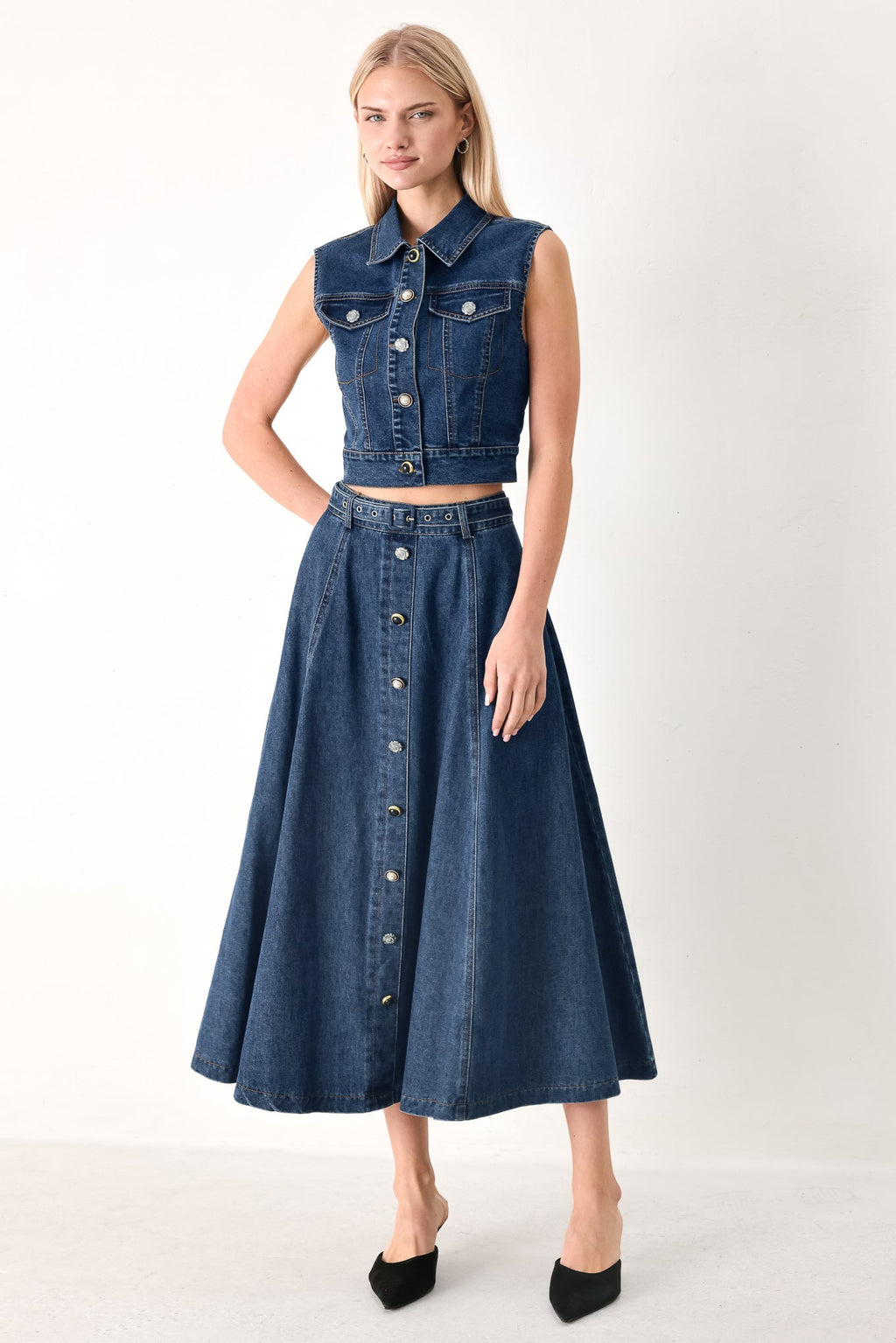 Sweet Talker Denim Crop Vest