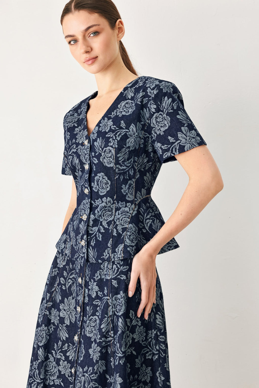 Rosette Floral Jacquard Top
