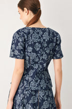 Rosette Floral Jacquard Top