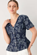 Rosette Floral Jacquard Top